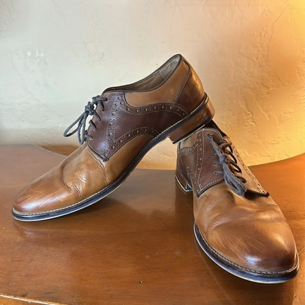 Johnston & Murphy Cognac Hughes Lace Up‎ Oxford, Model 59-12302 size 11.5